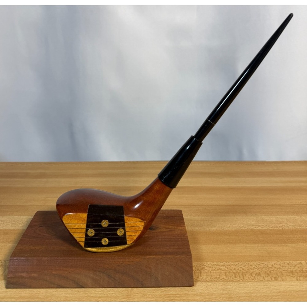 Persimmon Wood Golf Club Head Pen Holder Desk Accessory - Vintage